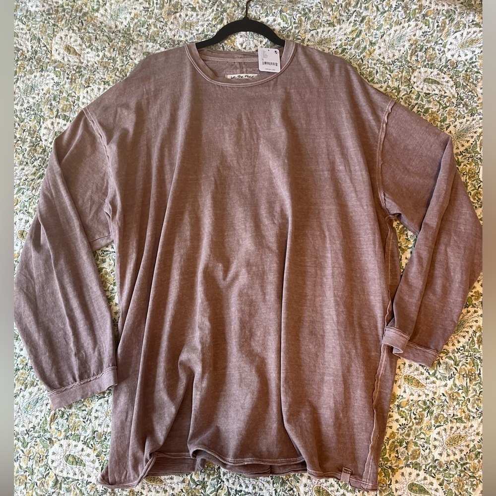 NWT Free People We The Free Oversized Long Sleeve, Size M, Mocha Brown
